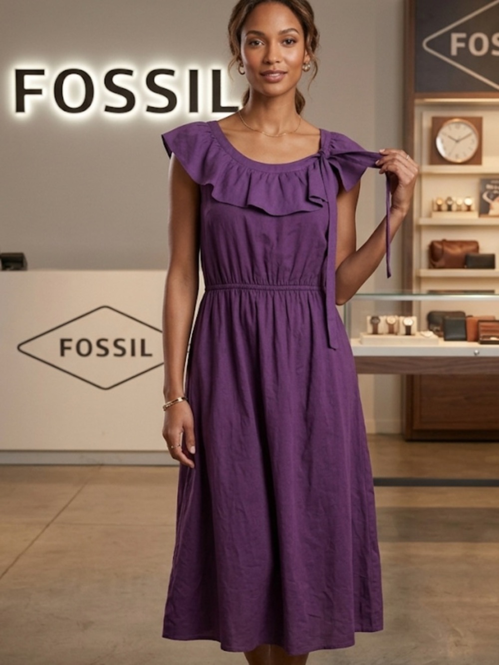 Authentic Fossil purple designer dress sz S